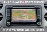 RNS 510 - Servicio de actualización de mapas - Mapas de Europa occidental versión V17 2020